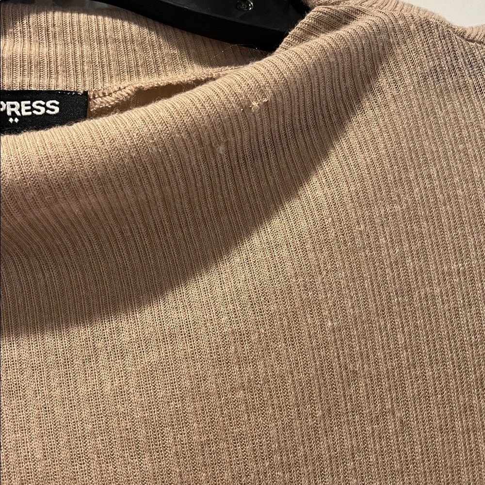 Express brown boat neck ribbed loose long sleeve shirt NEW size XL - Picture 3 of 6